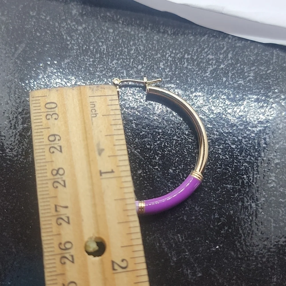 Brand New Brazilian 18k Gold Filled Purple Hoops Earrings